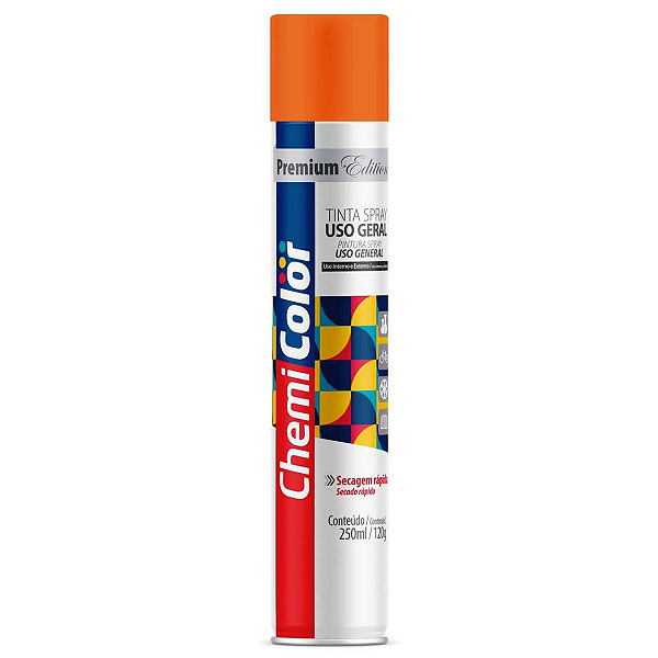 Tinta Spray Uso Geral Laranja Baston 250ml Secagem Rápida