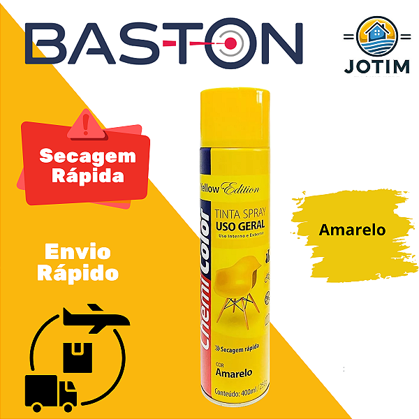 Tinta Spray Uso Geral Amarelo Baston 400ml Secagem Rápida
