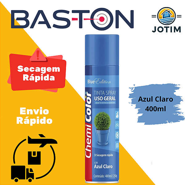 Tinta Spray Uso Geral Azul Claro Baston 400ml Secagem Rápida