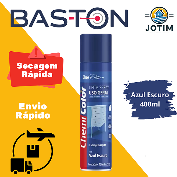 Tinta Spray Uso Geral Azul Escuro Baston 400ml Seca Rápido