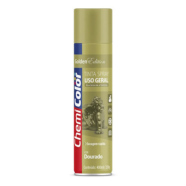 Tinta Spray Uso Geral Dourado Baston 400ml Seca Rápido