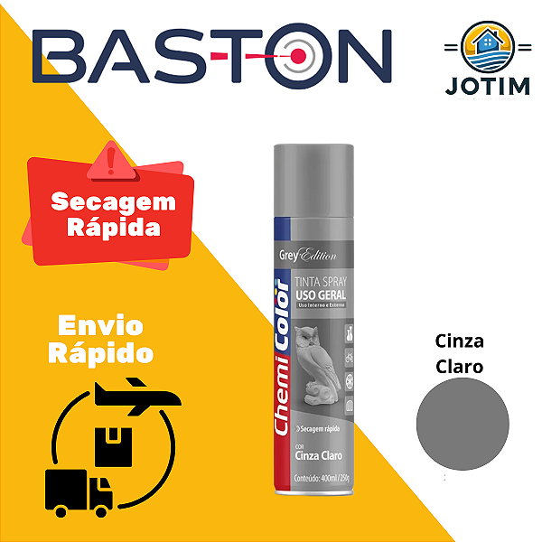 Tinta Spray Uso Geral Cinza Claro Baston 400ml Seca Rápido
