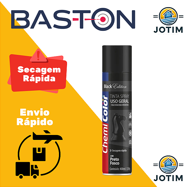Tinta Spray Uso Geral Preto Fosco 400ML BASTON U.G