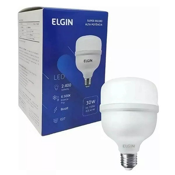 Lâmpada Led Bulbo E-27 Alta Potência 6500K BV 30W Elgin