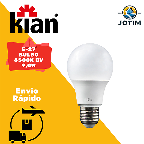 Lâmpada Led E-27 BULBO 6K 6500K BIVOLT 9,0 W REF 10058 KIAN