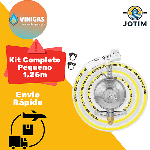 Regulador para Gás Kit Completo Pequeno 1,25m Vinigás