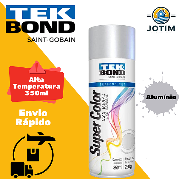 Tinta Spray Alta Temperatura Alumínio 350ml Tekbond