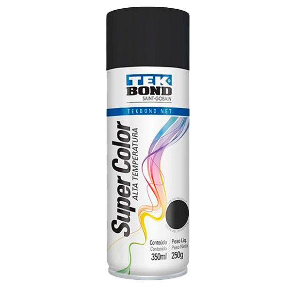 Tinta Spray Alta Temperatura Preto Fosco 350ml Tekbond
