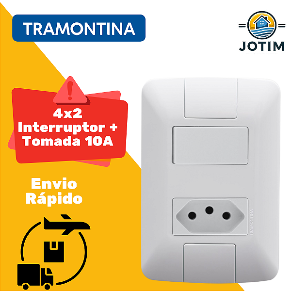 Tomada com Interruptor 10A + Tecla 6A Linha Aria Tramontina