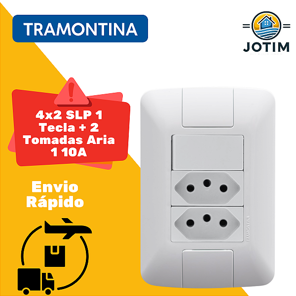 Conjunto Embutir Modular 1 Interruptor + 2 Tomadas Aria 10A