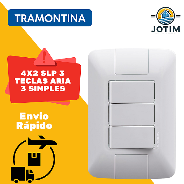 Conjunto Embutir Modular 3 Interruptores Aria 3 Simples