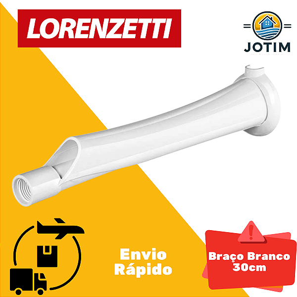 Braço para Chuveiro/Ducha Lorenzetti 30cm Elétric Pvc Branco