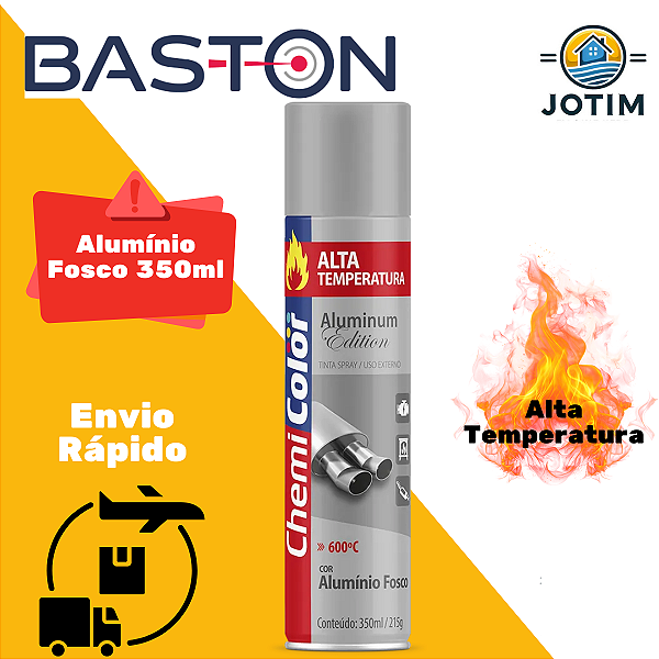 Tinta Spray Baston Alta Temperatura Alumínio Fosco 350ml