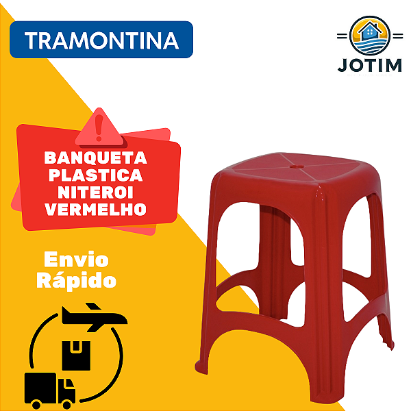Banqueta Plástica Niterói Vermelha Tramontina Delta