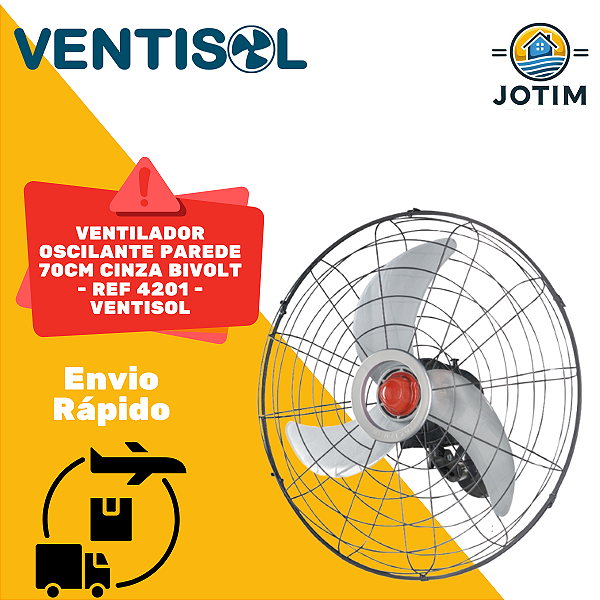 Ventilador Oscilante de Parede Ventisol 70cm Cinza Bivolt