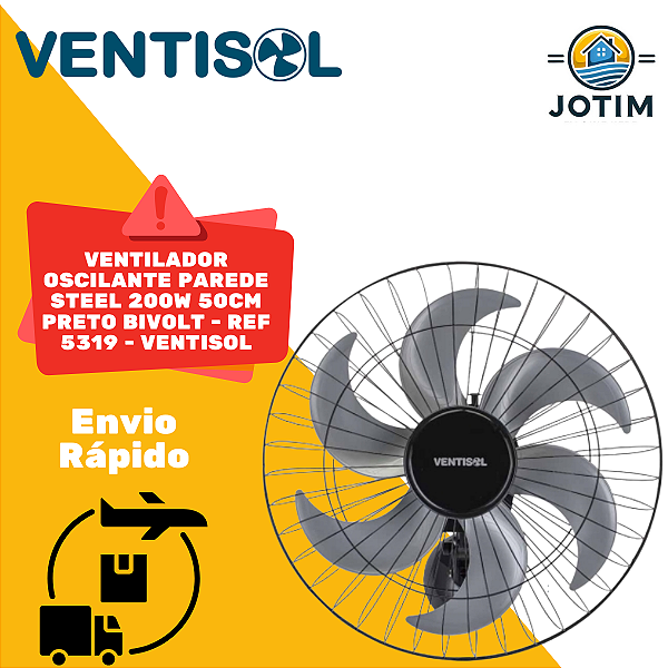 Ventilador de Parede Ventisol Steel 50 cm 6 Pás, 200 W
