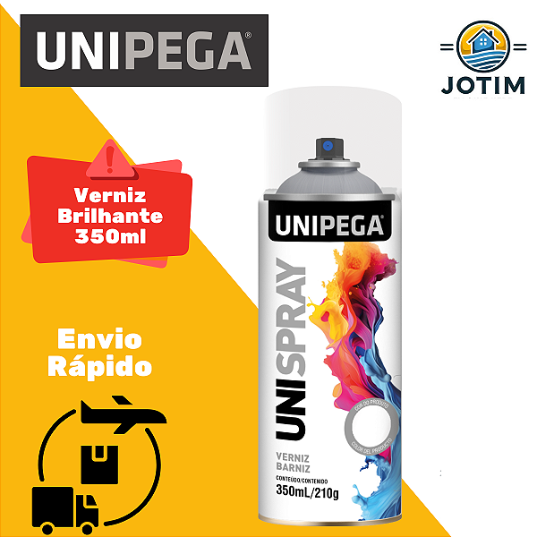 Tinta Spray Verniz Brilhante Uso Geral 350ml/210g Unipega