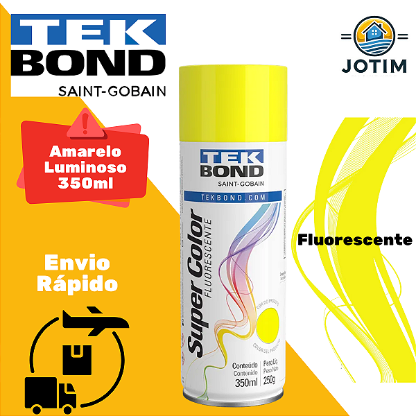 Tinta Spray Luminosa Amarelo Fluorescente 350ml Tekbond