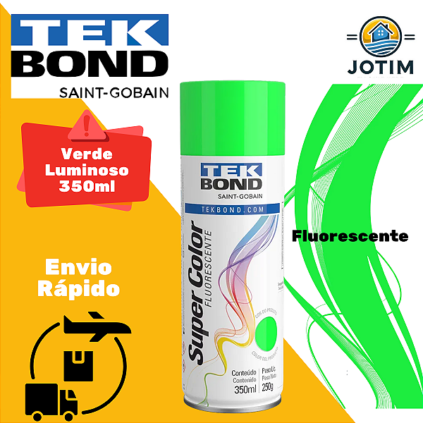 Tinta Spray Luminosa Verde Fluorescente 350ml Tekbond