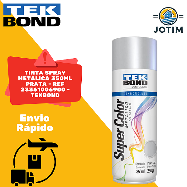 Tinta Spray Metálica Tekbond Prata 350 ml