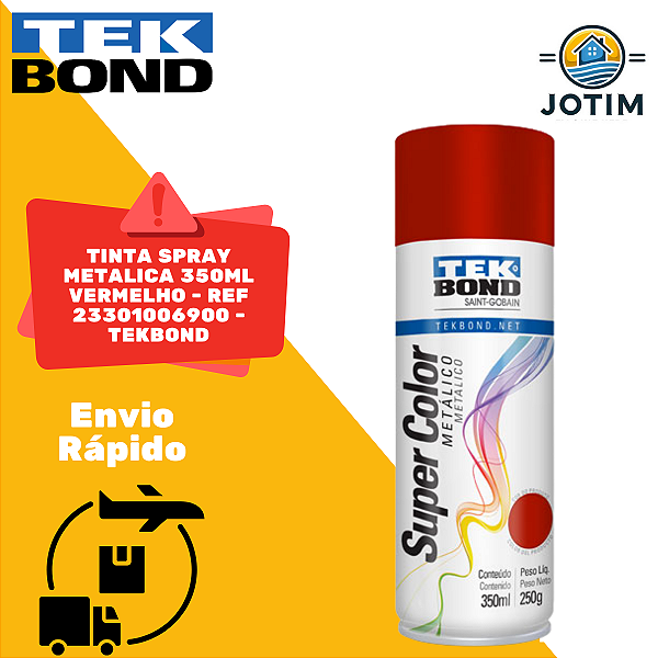 Tinta Spray Metálica Tekbond Vermelho 350 ml