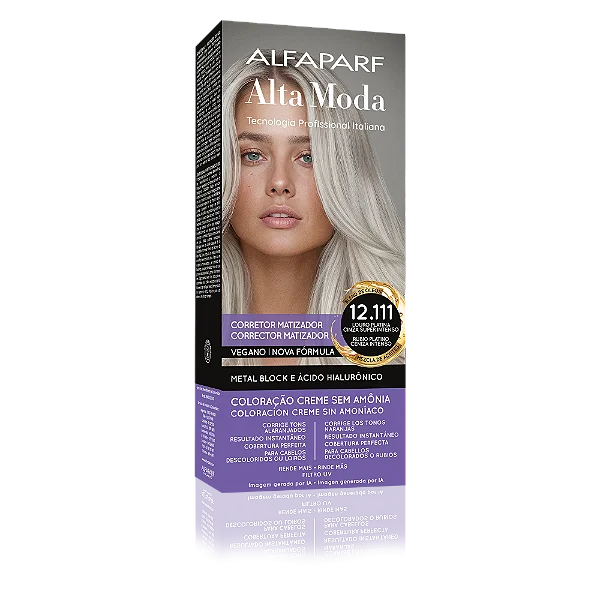 AlfaParf Alta Moda É Colore 12.111 Corretor Matizador Louro Platina Cinza Super Intenso