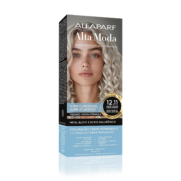 AlfaParf Alta Moda É Colore 12.11 Louro Platina Cinza - Coloração Permanente 150g