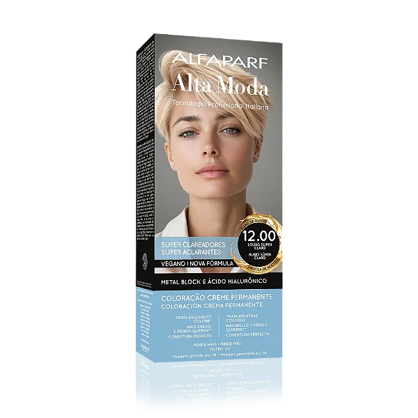 AlfaParf Alta Moda É Colore Super Clareadores 12.00 Louro Platina - Coloração Permanente 150g