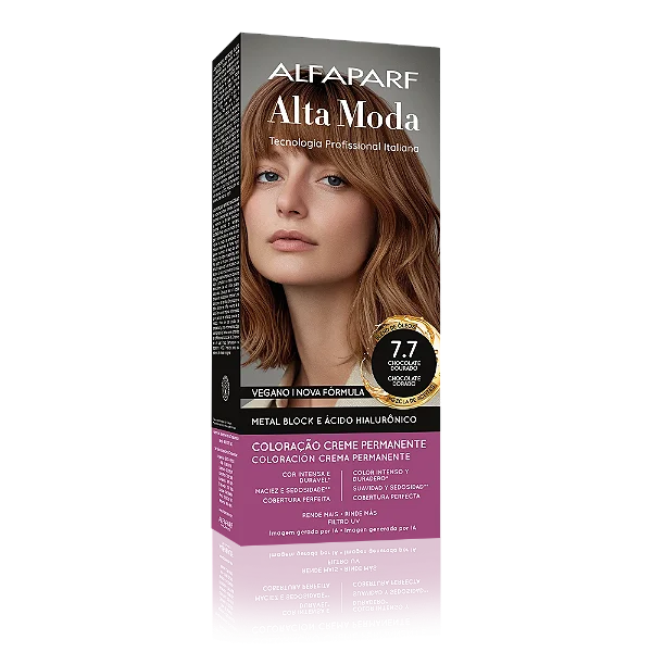AlfaParf Alta Moda É Colore 7.7 Louro Médio Acobreado - Coloração Permanente