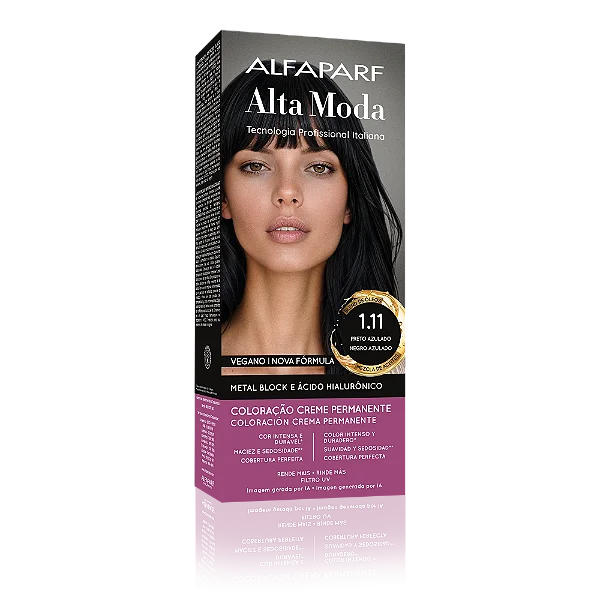AlfaParf Alta Moda É Colore 1.11 Preto Azulado - Coloração Permanente