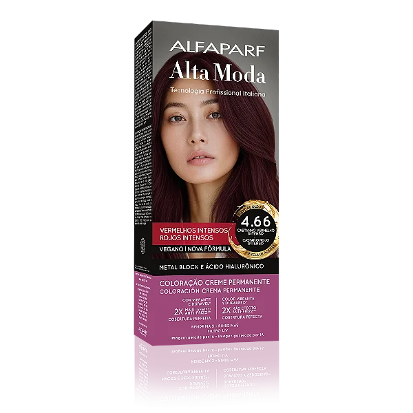 AlfaParf Alta Moda É Colore 4.66 Castanho Vermelho Intenso - Coloração Permanente
