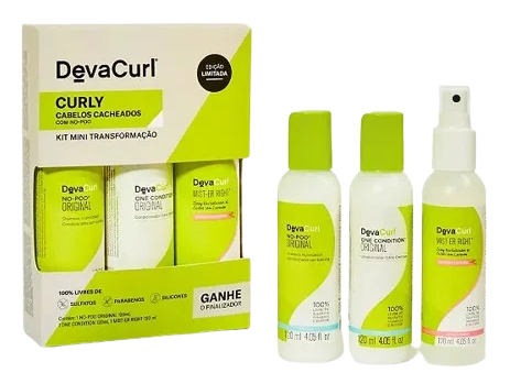 Deva Curl Curly KIT Mini Transformação para Cabelos Cacheados NO-POO 120mL