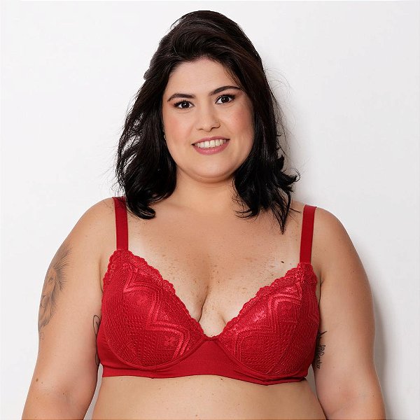 Sutiã Plus Size com Bojo Detalhes em Renda