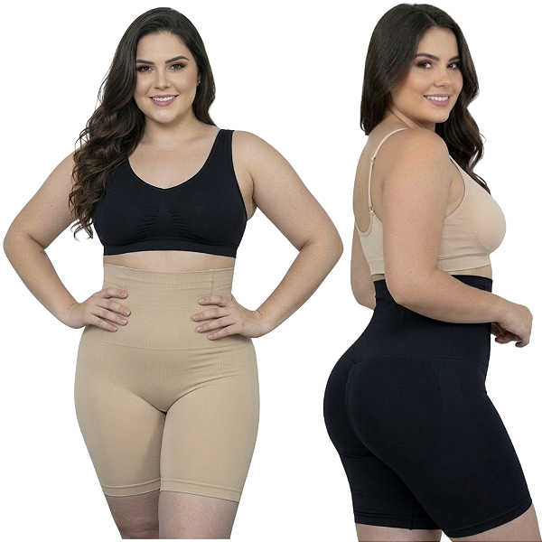 Shorts Cintura Alta Modela Curvas Com 4 Barbatanas