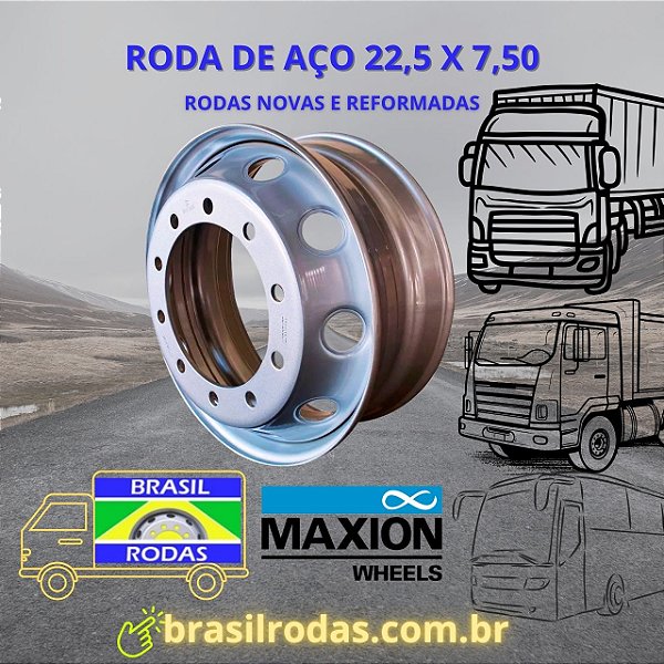 Rodas de aço ou ferro novas para caminhões e ônibus aro 22,5 x 7,50 Pneu 275