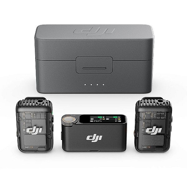 Microfone DJI Mic 2 (2 TX Microfone + 1 RX Receptor + 1 Case de carregamento) BR