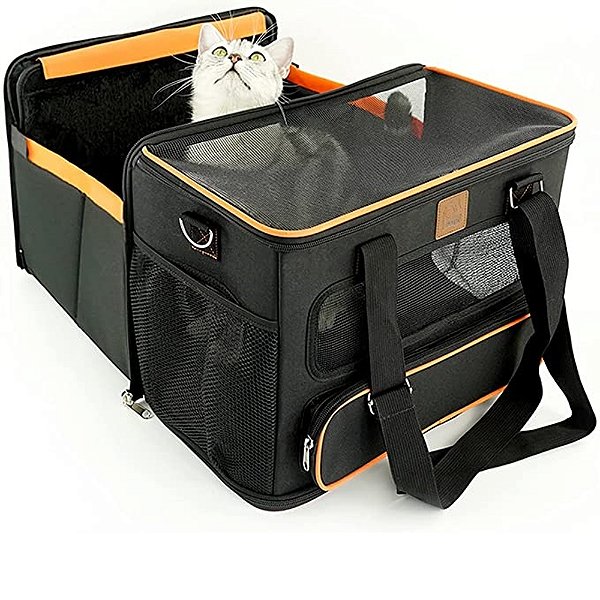 Bolsa Pet Luxo Expansível Transporte Cães Gatos Avião Carro