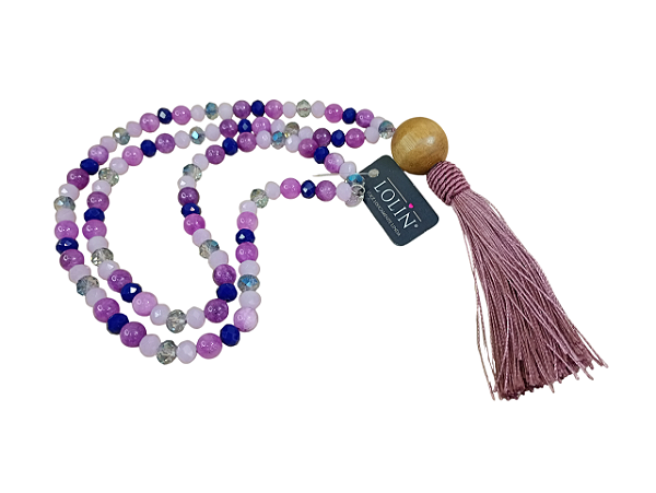 Colar Japamala Pedra Natura Ametista com Cristais