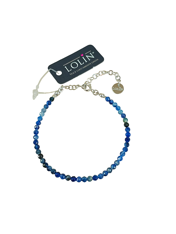 Pulseira com Fecho Cianita Azul banhado em Ouro Branco