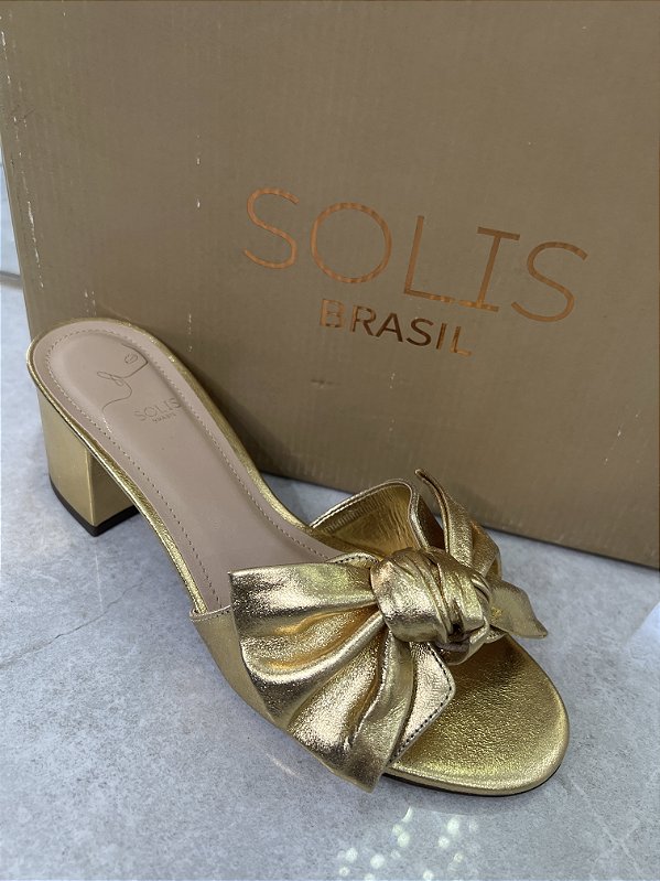 Tamanco Solis Brasil Dourado Metalizado