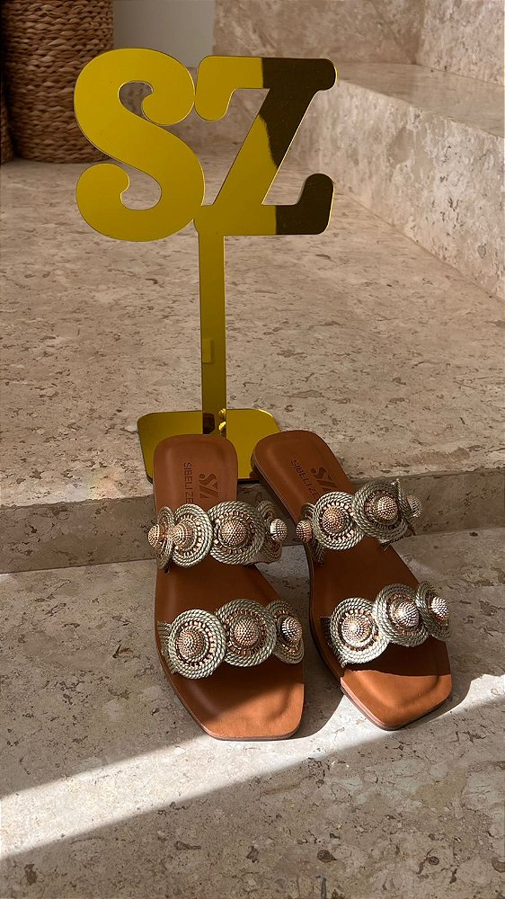 Rasteira SZ Dourada Metalizada