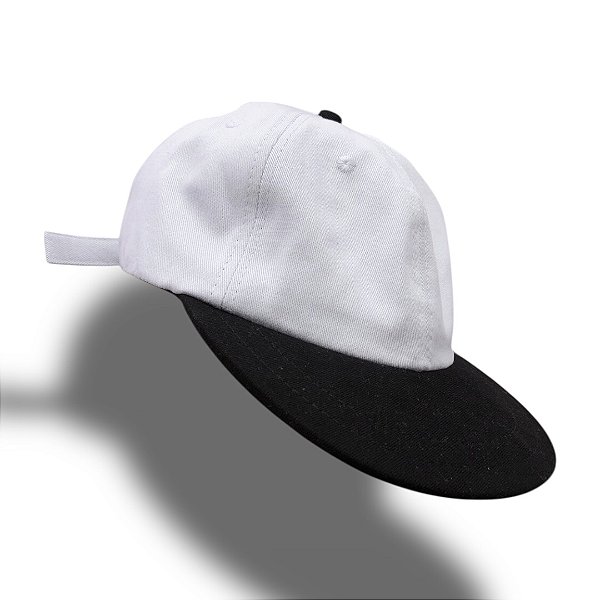 Boné Six Panel Aba Flexível - Preto/Branco ( aba meia lua )
