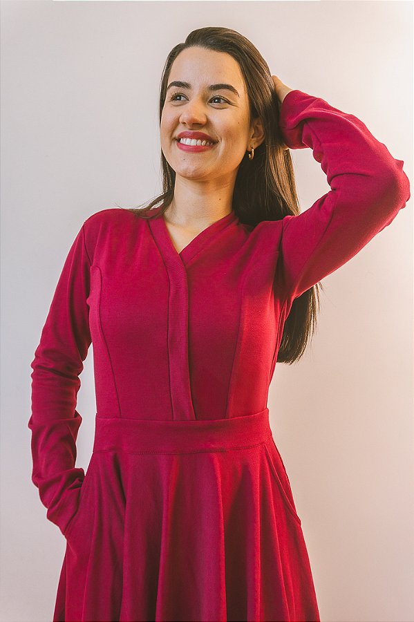 Vestido Midi Bordô –Dulce