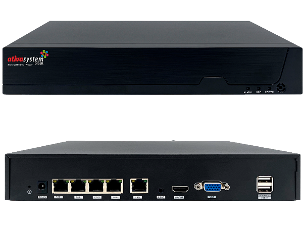NVR IP Megapixel 4 canais IP POE + 8 Canais digitais