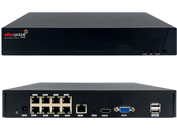 NVR IP Megapixel 8 canais IP POE + 8 Canais digitais