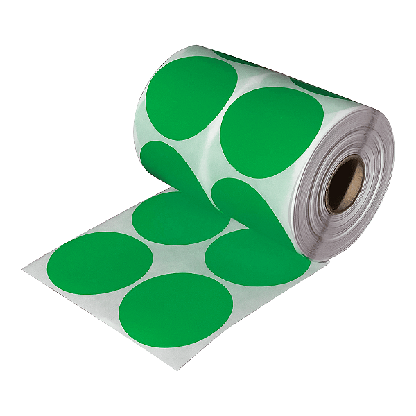 Rolo Etiqueta Bolinha Verde 50X50mm Couchê Adesiva 585UN (31M)