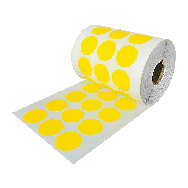 Rolo Etiqueta Bolinha Amarela 25X25mm Couchê Adesiva 1000UN (10M)
