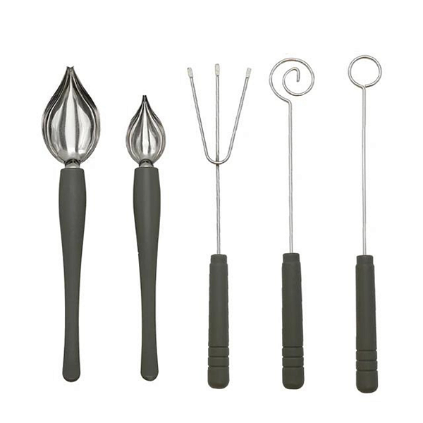 KIT 5 COLHERES CONFEITARIA DECORAÇAO ENFEITAR CHOCOLATE DOCE