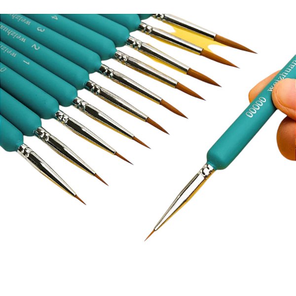 KIT 11 PINCEIS PINTURA FINA MINIATURA DETALHE PROFISSIONAL