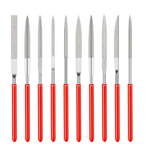 KIT 10 PEÇAS LIMAS AGULHAS DIAMANTADAS FORMAO TALHA 140X70MM